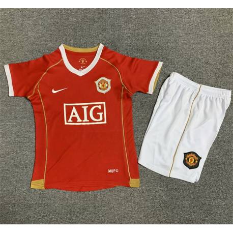 MANCHESTER UNITED 06/07 retro Equipación, poco stock, conjunto completo niños