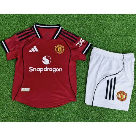 MANCHESTER UNITED VERSION JUGADOR Primera Equipación 2025-2026, conjunto completo niños