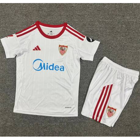SEVILLA Filtracion Primera Equipación 2025-26, conjunto completo niños