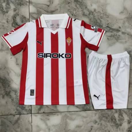 SPORTING DE GIJON Primera Equipación 2025-2026, conjunto completo niños