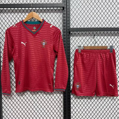 PORTUGAL Manga Larga Primera Equipación MUNDIAL 2026, conjunto completo niños