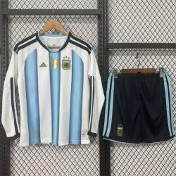 Argentina Manga Larga Primera Equipación MUNDIAL 2026, conjunto completo niños