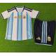 ARGENTINA VERSION JUGADOR Primera Equipación MUNDIAL 2026, conjunto completo niños