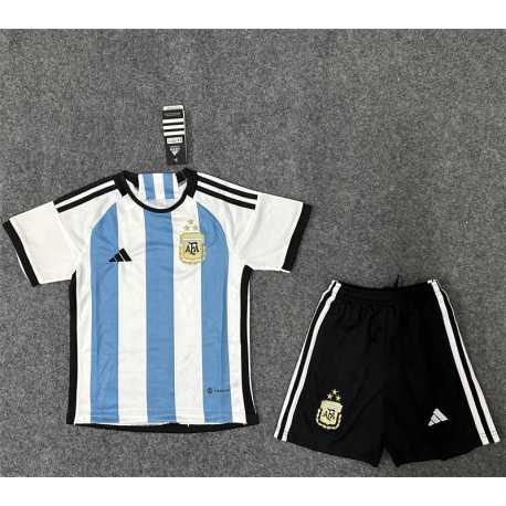 Argentina TRES ESTRELLAS Primera Equipación 2022 - 23, conjunto completo niños